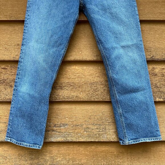 Agolde Riley Crop Button Fly High Waist Straight Leg Blue Jeans Size 28 - Picture 7 of 16